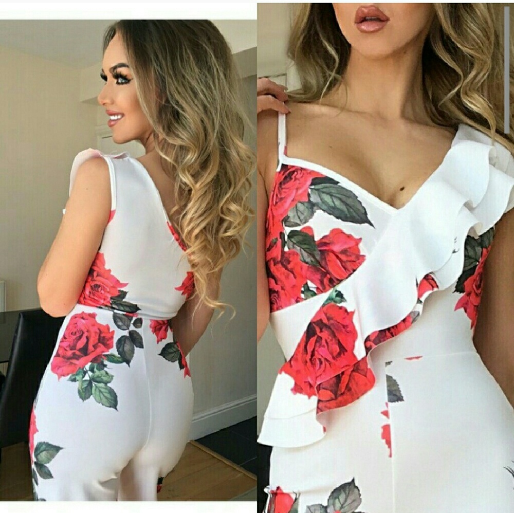 Floral side frill jumpsuit - Picture 8 of 8